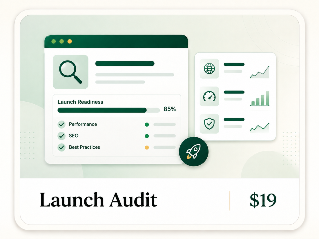 Launch audit checklist preview for a public website review.