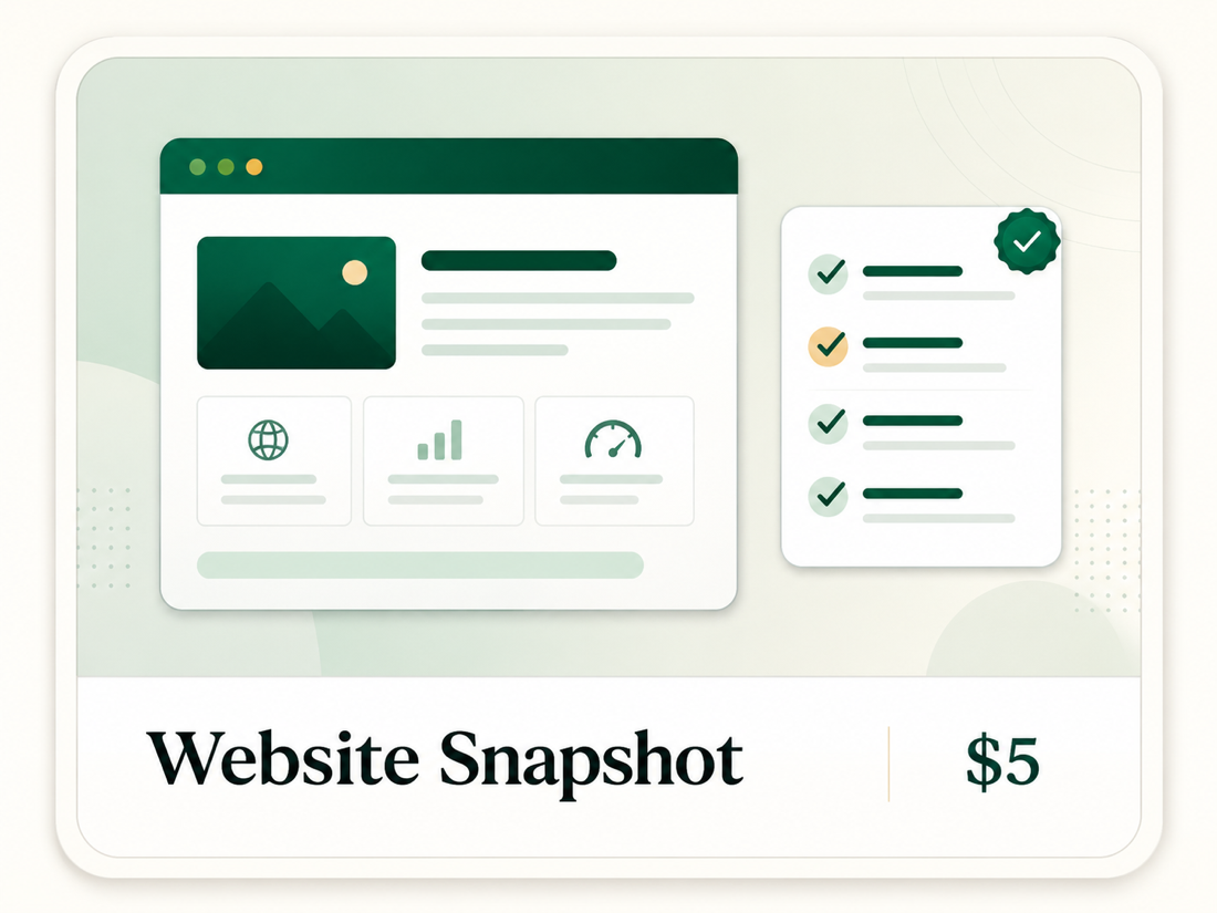 Website snapshot report preview with highlighted public-site fixes.